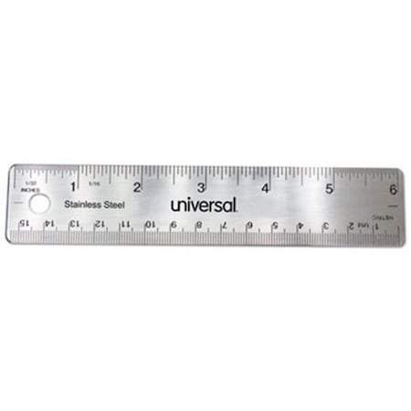 Universal Office Products UNV 6 in. Stainless Steel Ruler, Standard & Metric 59026